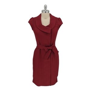 Women's Red Tie-Waist Sheath Dress
